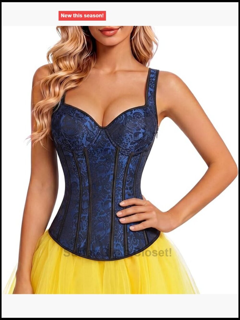 Women's Corset Top Renaissance Bustier with Straps Satin Hourglass